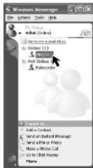 Windows Messenger File Edit Tools Help To Add value (Online) Go to try and write Order (1) PANCO Not Online Polycorder I found it... Add a Contact... Send an Instant Message Send a File or Photo Make a Phone Call Get to Chat Home Move
