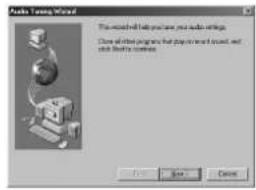 Audio Testing Wizard This audio will help you use your audio settings. Close all other programs that perform audio sound, and click Audio continues.