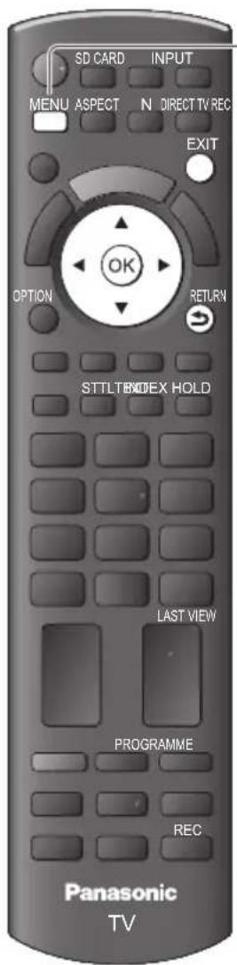 SD CARD INPUT MENU ASPECT N DIRECT TV REC EXIT OPTION RETURN STTLTBEXHOLD LAST VIEW PROGRAMME REC Panasonic TV