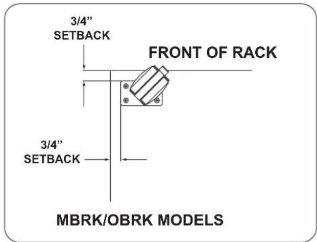 3/4" SETBACK FRONT OF RACK 3/4" SETBACK MBRK/OBRK MODELS