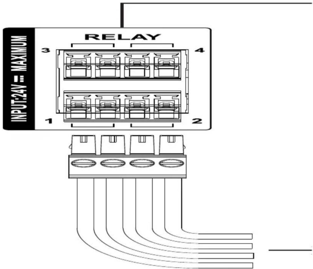 INPUT:24V= MAXIMUM RELAY 3 4 1 2
