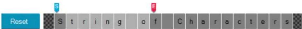 Reset S E S t r i n g o f C h a r a c t e r s