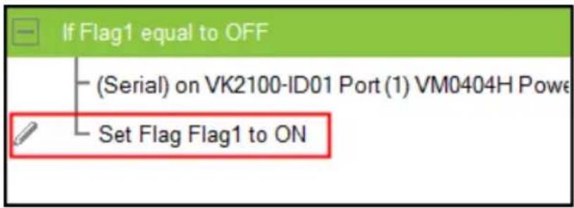 If Flag1 equal to OFF (Serial) on VK2100-ID01 Port (1) VM0404H Powe Set Flag Flag1 to ON