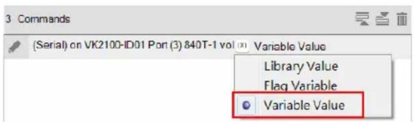 (Serial) on VK2100-ID01 Port (3) 840T-1 vol (x) Variable Value Library Value Flag Variable Variable Value