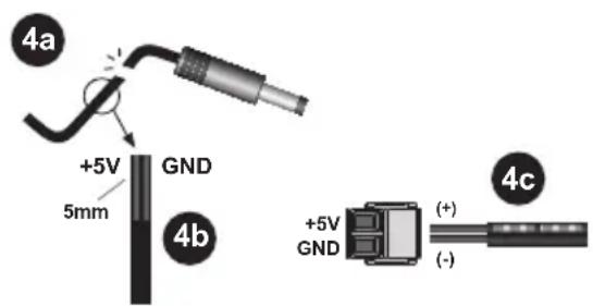 4a +5V GND 5mm 4b +5V GND (+) (+) (-) 4c
