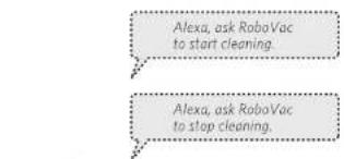Alexa, ask RoboVac to start cleaning. Alexa, ask RoboVac to stop cleaning.