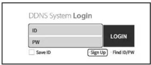 DDNS System Login ID PW LOGIN Save ID Sign Up Find ID/PW