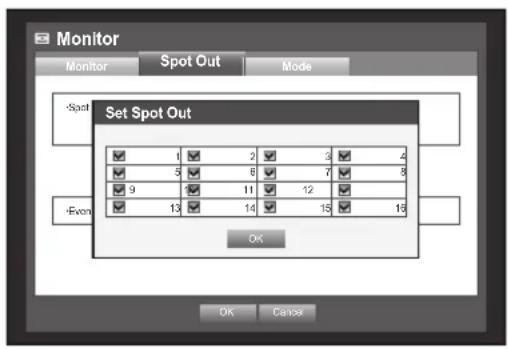 Monitor Monitor Spot Out Mode Spot Set Spot Out ✓ 1 ✓ 2 ✓ 3 ✓ 4 ✓ 5 ✓ 6 ✓ 7 ✓ 8 ✓ 9 ✓ 11 ✓ 12 ✓ 13 ✓ 14 ✓ 15 ✓ 16 -Even OK OK Canox