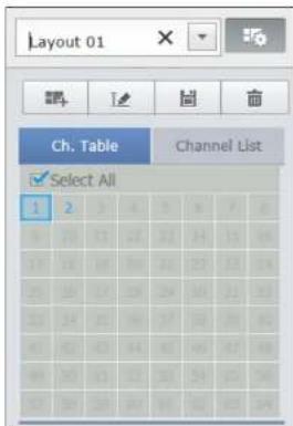 Layout 01 Ch. Table Channel List Select All 1 2 3 4 5 6 7 8 9 10 11 12 13 14 15 16 17 18 19 20 21 22 23 24 25 26 27 28 29 30 31 32 33 34 35 36 37 38 39 46 47 48 49 50 51 52 55 56 57 58 59 60 66 67 68 69 70 71 72 73 74 75 76 85 86 87 88 89 96 97 98 99 100