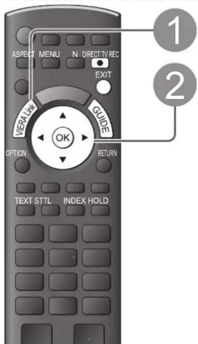 ASPECT MENU N DIRECT TV REC EXIT VIERA Link GUIDE OK OPTION RETURN TEXT STTL INDEX HOLD 1 2