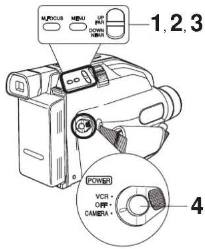 MROCUS MENU UP IRR DOWN NEUR 1, 2, 3 POWER VCR + OFF - CAMERA * 4