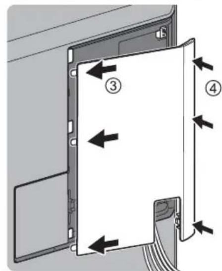 Diagram showing a door panel with labeled arrows indicating directional movement or assembly, numbered ③ and ④.