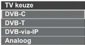 TV keuze DVB-C DVB-T DVB-via-IP Analoog