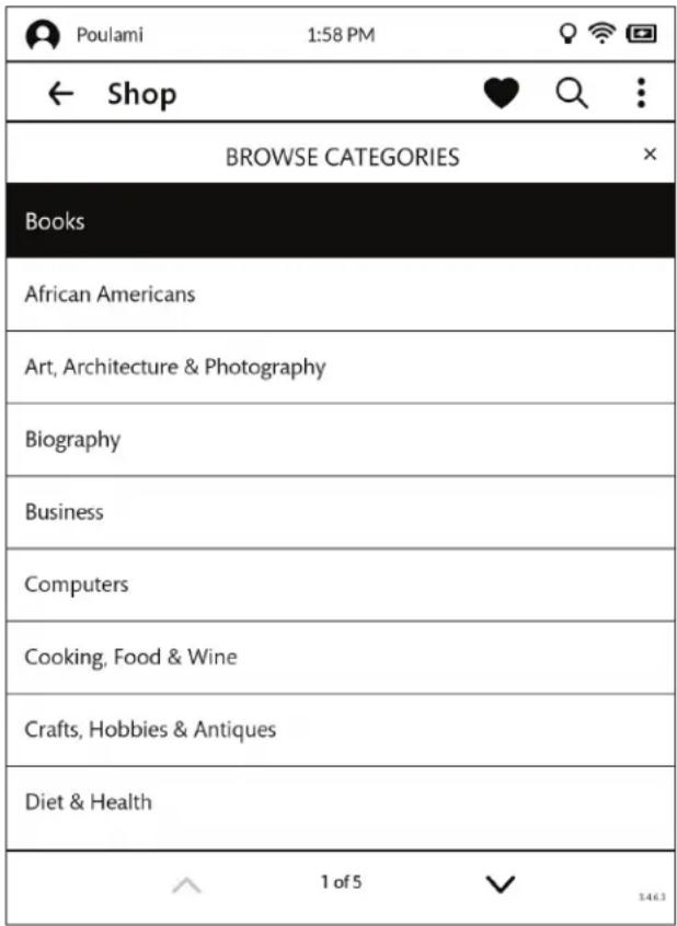 Poulami 1:58 PM ← Shop ♥ Q : BROWSE CATEGORIES × Books African Americans Art, Architecture & Photography Biography Business Computers Cooking, Food & Wine Crafts, Hobbies & Antiques Diet & Health ^ 1 of 5 √ 3463
