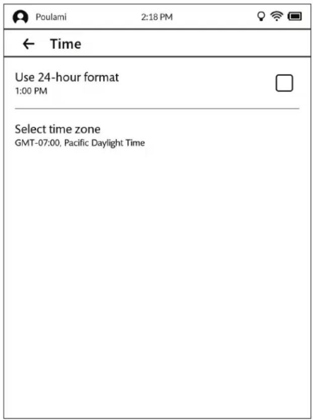 Poulami 2:18 PM ← Time Use 24-hour format 1:00 PM Select time zone GMT-07:00, Pacific Daylight Time