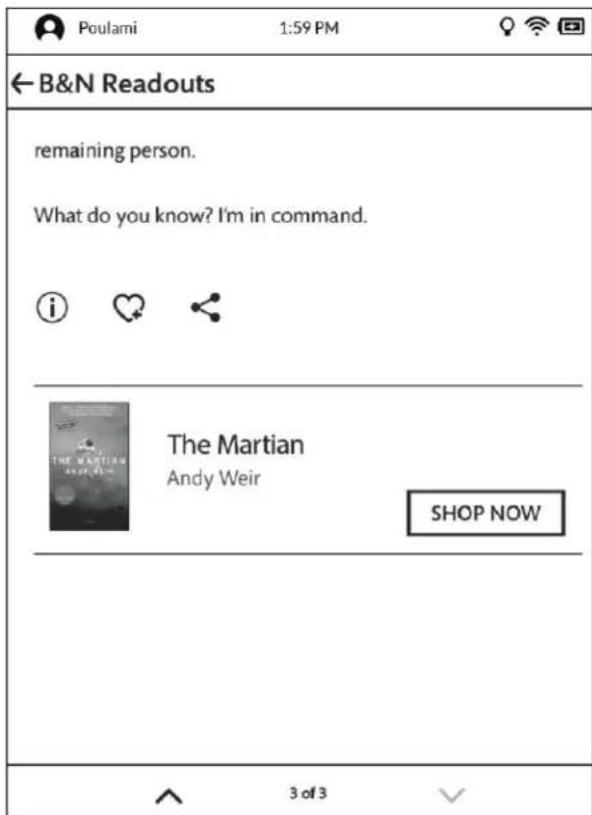 Poulami 1:59 PM ← B&N Readouts remaining person. What do you know? I'm in command. The Martian Andy Weir SHOP NOW 3 of 3