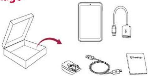 Diagram illustrating the open and internal components of a device, including battery box, smartphone, plug-in connector, cable, and card.