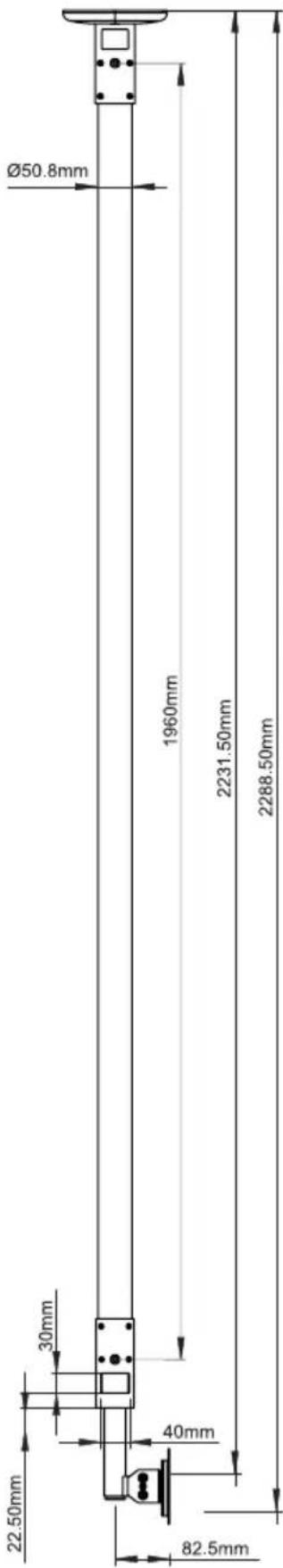 Ø50.8mm 1960mm 2231.50mm 2288.50mm 30mm 40mm 22.50mm 82.5mm