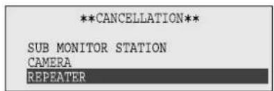 **CANCELLATION** SUB MONITOR STATION CAMERA REPEATER