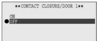 **CONTACT CLOSURE/DOOR 1** ON OFF