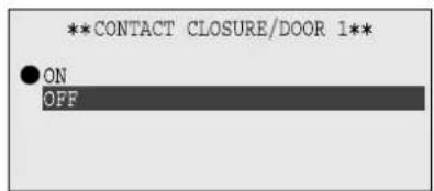**CONTACT CLOSURE/DOOR 1** ● ON OFF