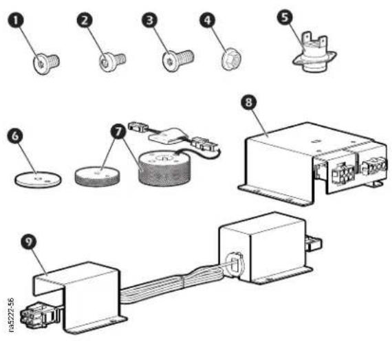 Technical diagram showing exploded view of mechanical components with numbered parts and labels