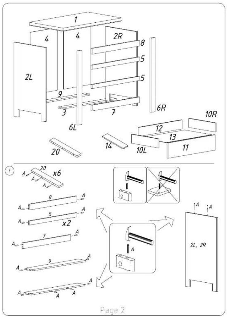 1 2R 8 5 5 2L 9 3 6L 7 6R 10R 20 14 12 13 10L 11 ① A 20 x6 A A A A 8 A A 5 A x2 A 7 A A 9 A A A A Page 2 2L, 2R