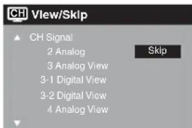 CH View/Skip CH Signal 2 Analog 3 Analog View 3-1 Digital View 3-2 Digital View 4 Analog View Skip
