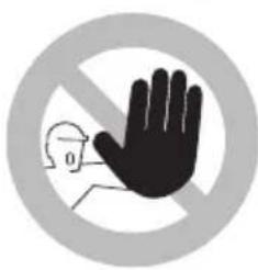 Prohibition sign with a hand symbol crossed out by a circle, indicating no prohibition or caution.