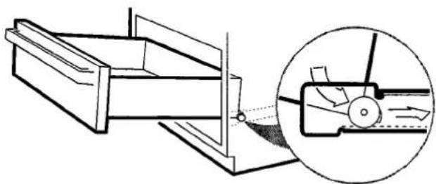 Technical line drawing of a mechanical assembly with an inset showing a close-up of a component (no text or symbols present)