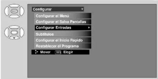 Configurar Configurar el Menú Configurar el Salva Pantallas Configurar Entradas Subtitulos Configurar el Inicio Rapido Restablecer el Programa Mover 35 Elegir