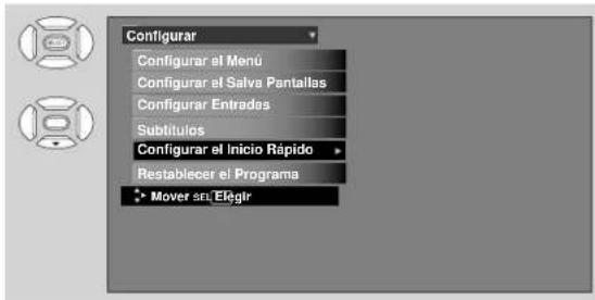 Configurar Configurar el Menú Configurar el Salva Pantallas Configurar Entrades Subtitulos Configurar el Inicio Rápido Restablecer el Programa Mover su Eléglir