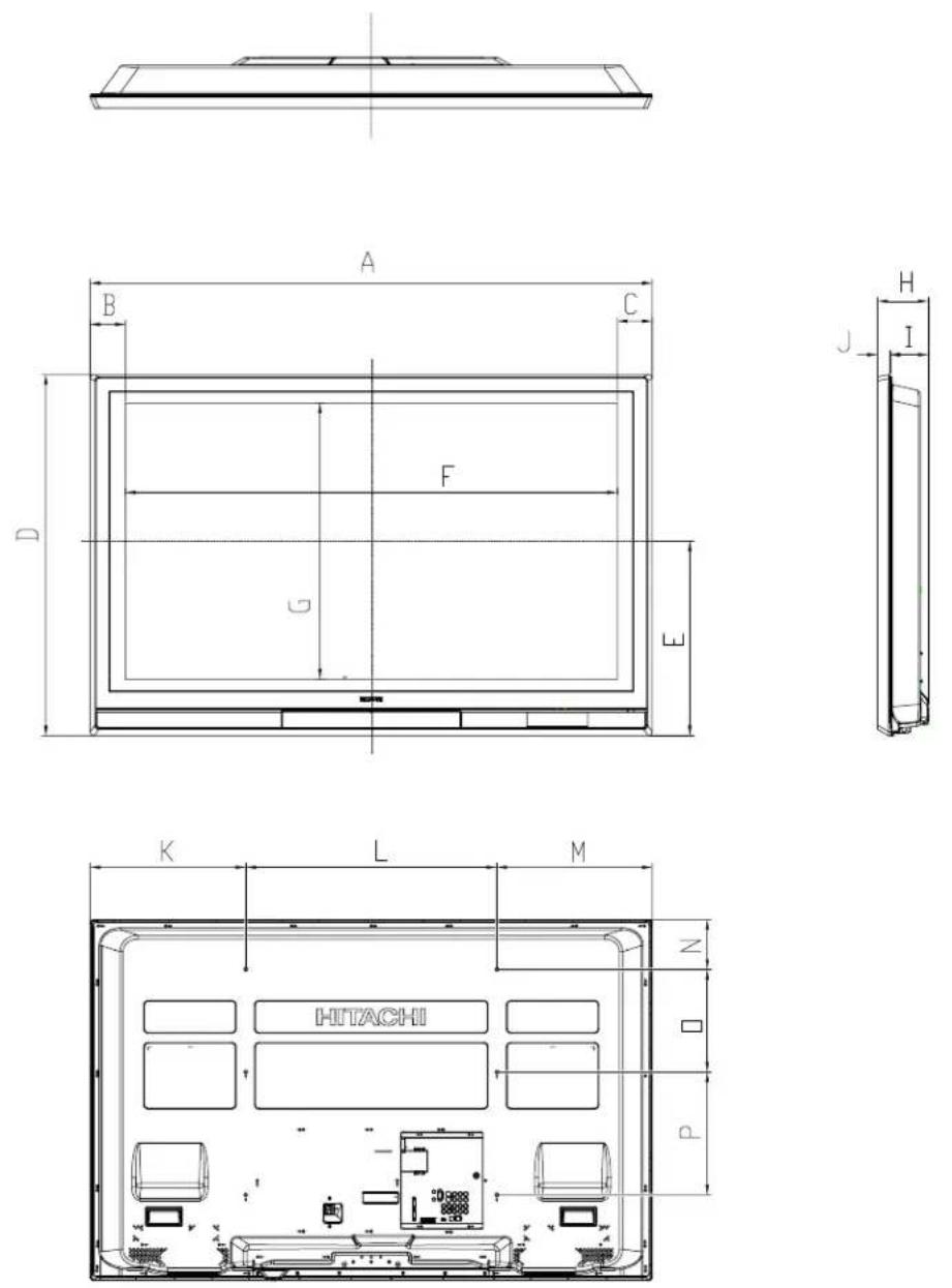 HITACHI P55H4011 - Dimensiones - 1