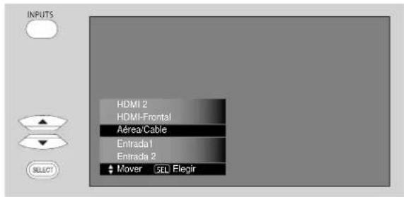INPUTS HDMI 2 HDMI-Frontal Aérea/Cable Entrada1 Entrada 2 ♦ Mover SEL Elegir SELECT