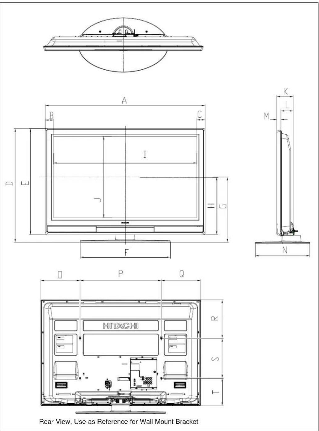 HITACHI P55H4011 - Set Dimensions - 1