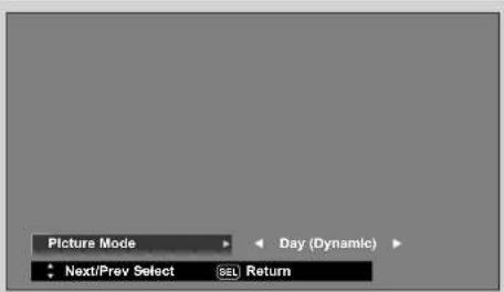 Picture Mode • Next/Prev Select SEL Return
