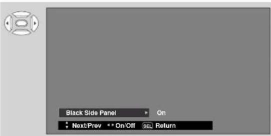 Black Side Panel On Next/Prev On/Off SEL Return