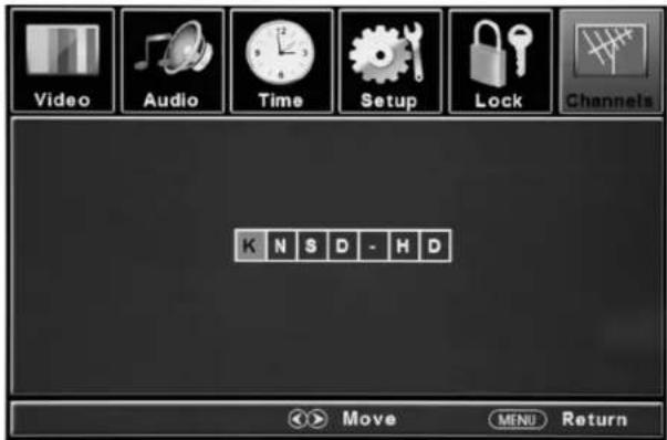 Video Audio Time Setup Lock Channels K N S D - H D Move MENU Return