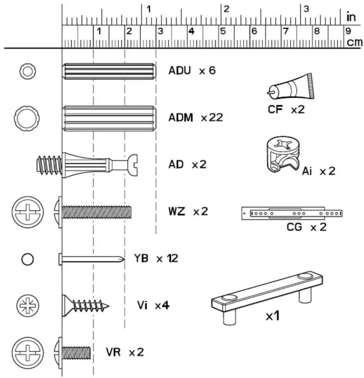 ADU x 6 ADM x22 CF x2 AD x2 Ai x2 WZ x2 CG x2 YB x12 Vi x4 x1 VR x2