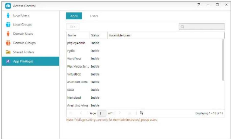 Asustor AS6204RD - App Privileges - 1
