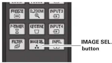 FREEZE D_ZOOM INPUT3 P-TIMER KEYSTONE INPUT4 FILTER IMAGE SEL. INFO. IMAGE SEL. button