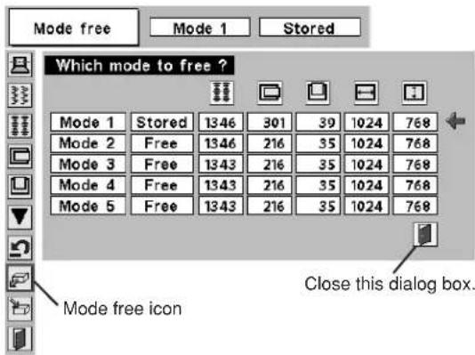 Mode free Mode 1 Stored Which mode to free ? Mode 1 Stored 1346 301 39 1024 768 Mode 2 Free 1346 216 35 1024 768 Mode 3 Free 1343 216 35 1024 768 Mode 4 Free 1343 216 35 1024 768 Mode 5 Free 1343 216 35 1024 768 Mode free icon Close this dialog box.