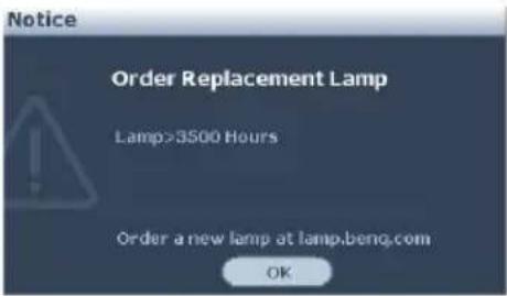 BENQ MP625P - Timing of replacing the lamp - 3