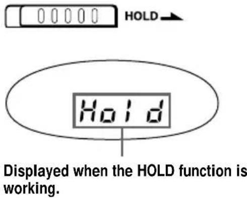HOLD Hold Displayed when the HOLD function is working.