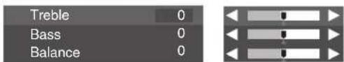 Treble 0 Bass 0 Balance 0