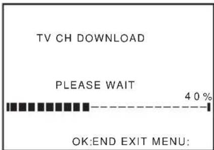 TV CH DOWNLOAD PLEASE WAIT 40 % OK:END EXIT MENU: