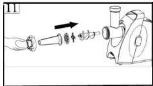 Diagram showing a mechanical assembly process with labeled components and directional arrows indicating motion or flow.