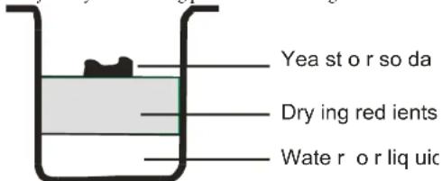Yea st o r so da Dry ing red ients Water r o r liq uic
