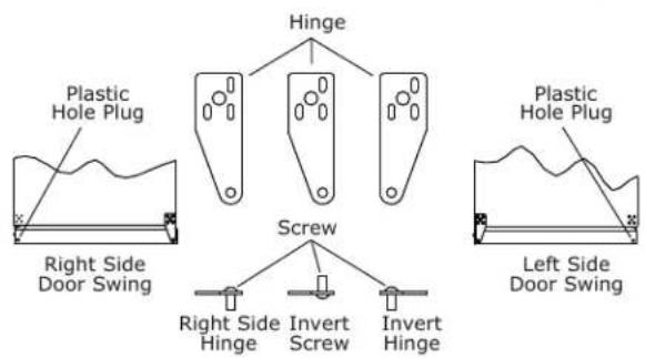Hinge Plastic Hole Plug Right Side Door Swing Screw Plastic Hole Plug Left Side Door Swing Right Side Hinge Invert Screw Invert Hinge