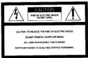 CAUTION RISK OF ELECTRIC SHOCK DO NOT OPEN CAUTION TO REDUCE THE RISK OF ELECTRIC SHOCK, DO NOT REMOVE COVER OR BACK. NO USER SERVICEABLE PARTS INSIDE NOTER SERVICES TO QUALIFIED SERVICE PERSONNEL.